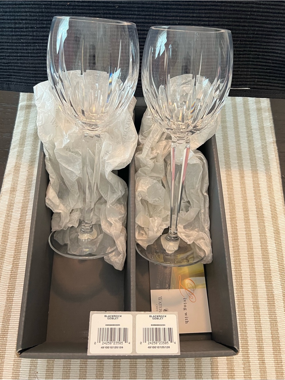 Retired Weatherford Crystal Blackrock Goblet Wine Glass Set